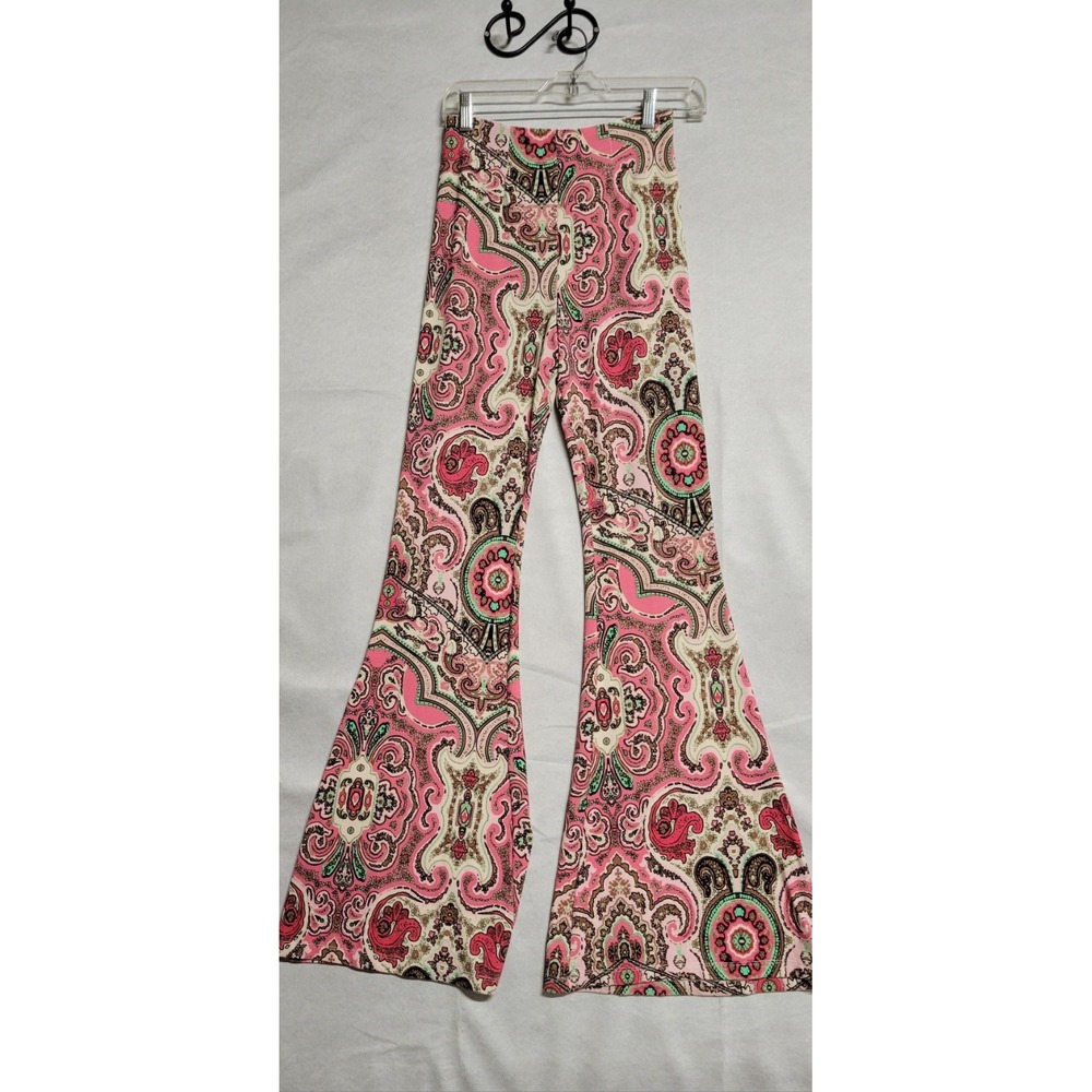Pink/Tan Paisley Print Flared Stretchy Free People Pants Size S
